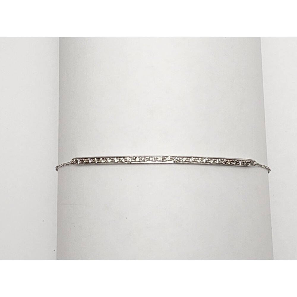 Unique 14K Karat Solid White Gold Designer Diamond Link Bracelet - 7.75" Length